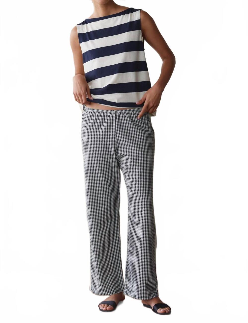 NEW DONNI. gingham stripe pant in jet